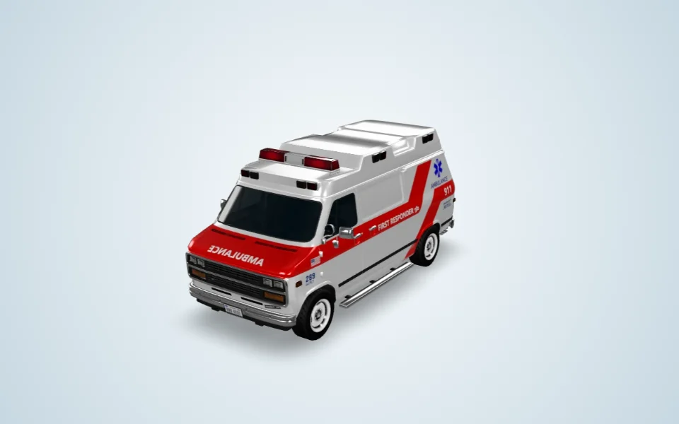 Standardized three-quarter view of 1991 Ford E-350 Ambulance